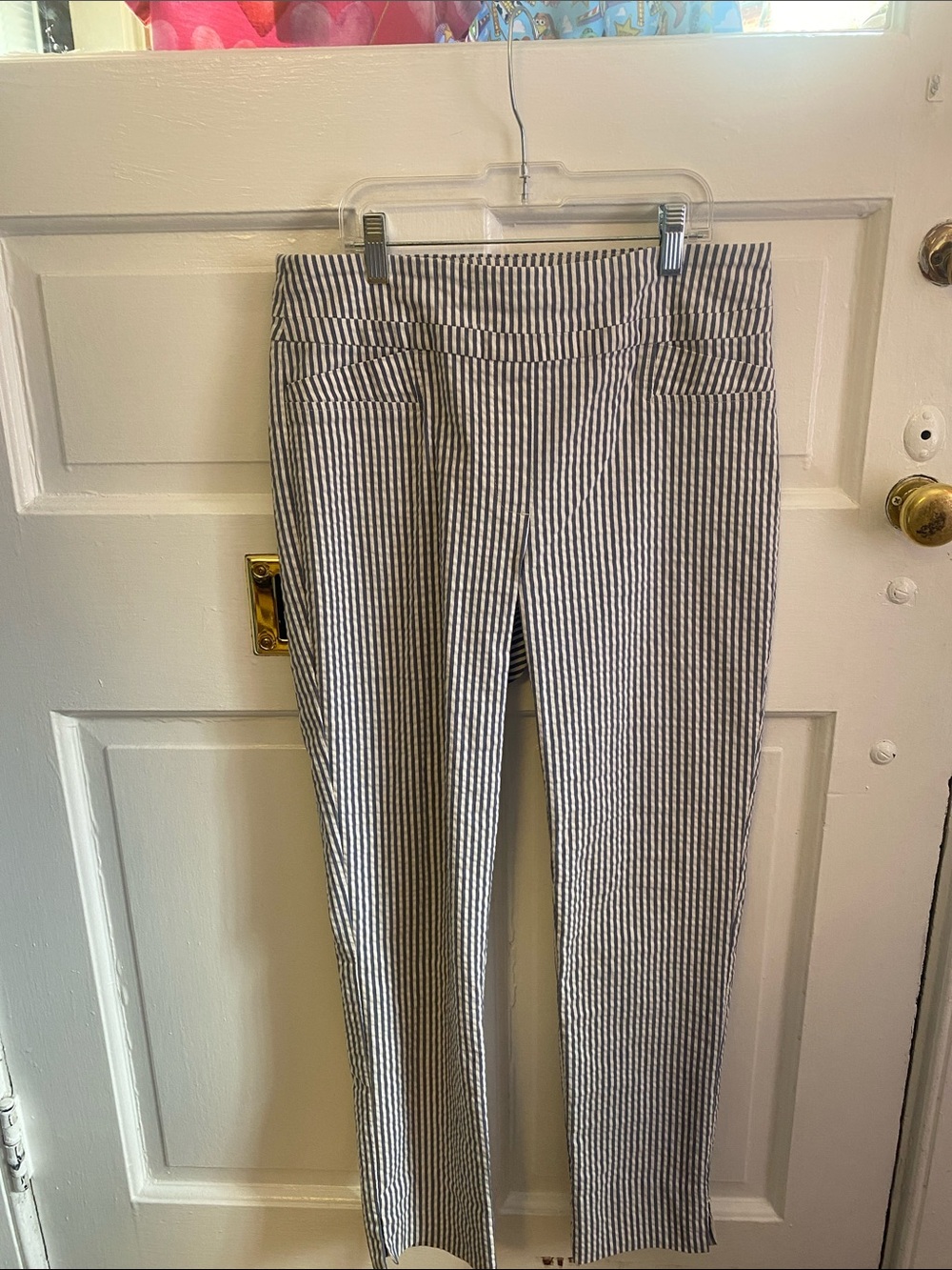 Renuar Black and White Striped Cropped Pants